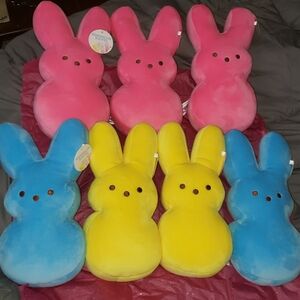 10" Plush Bunny (7) Pack - Pink, Yellow & Blue Soft Plush Rabbits